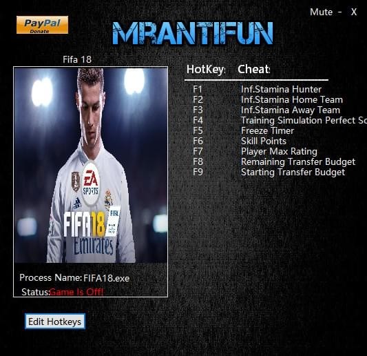 FIFA18九項(xiàng)修改器 免費(fèi)版