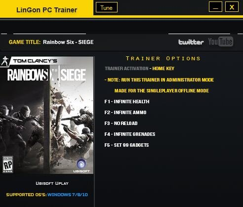 彩虹六號圍攻五項(xiàng)修改器